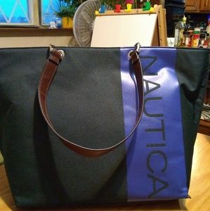 Nautica tote bag leather handle and bottom